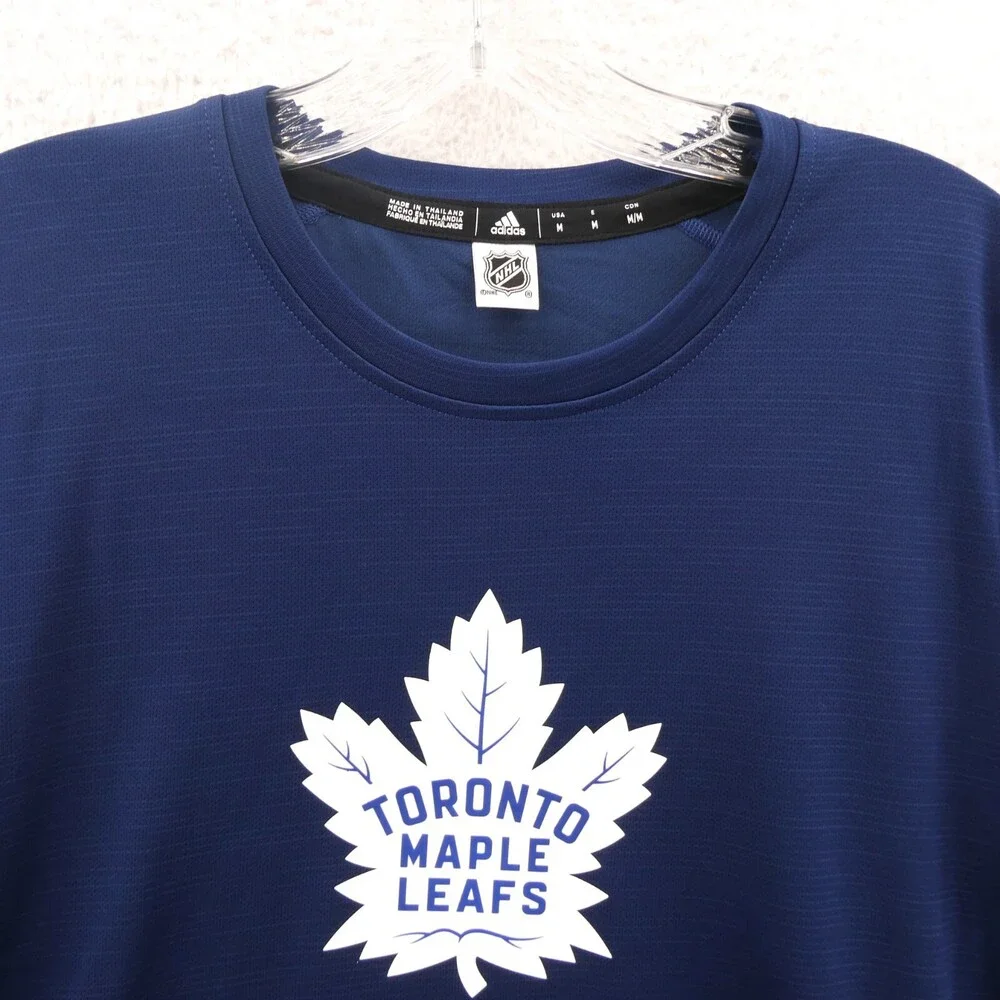Toronto Maple Leafs Shirt‎ Mens Medium Blue Adidas NHL Ice Hockey Sports Tee New